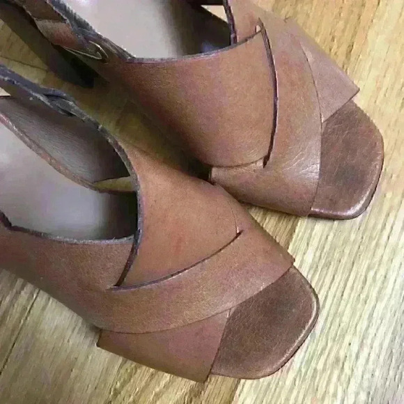 NAPOLEON Leather Slingback Sandals Block Heel ITALY Strappy Casual - Picture 5 of 10